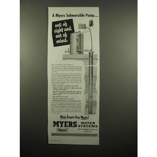 1954 Myers Submersible Pump Ad - Out of Sight