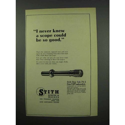 1954 Stith Bear Cup Scope Ad - Could Be So Good