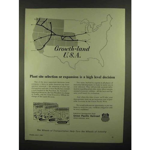 1965 Union Pacific Railroad Ad - Plant Site Selection