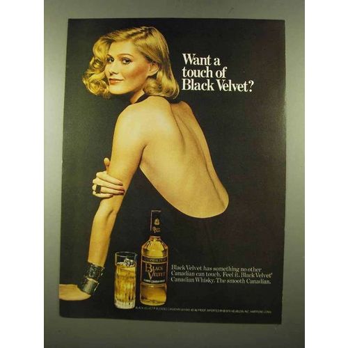 1975 Black Velvet Canadian Whisky Ad - Want a Touch?