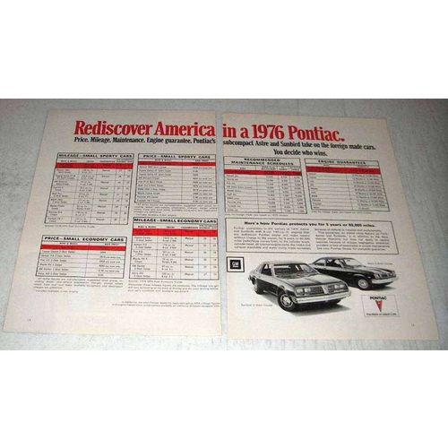 1976 Pontiac Sunbird Coupe & Astre 2-Door Coupe Ad
