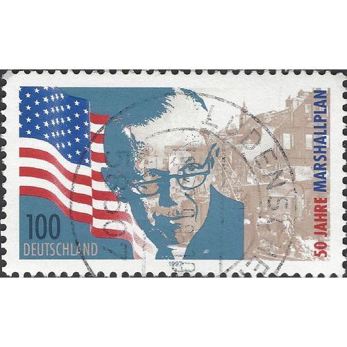 GERMANY, Marshall Plan 50 years, blue 1997, 100pf, #3