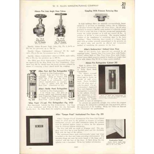 w d allen mfg company 1938 fire protection equipment vintage catalog