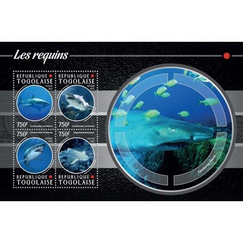 TOGO 2015 SHEET MNH SHARKS TIBURONES REQUINS HAIEN TUBAROES SQUALI MARINE LIFE 2
