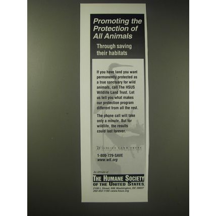 2002 The Humane Society of the United States Ad - Promoting the Protection