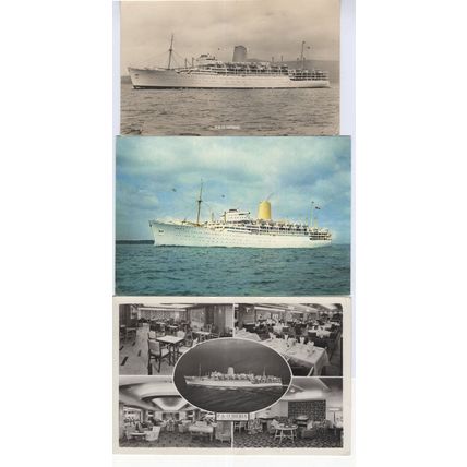 P&O Iberia First 1st Class Public Rooms Rare RPC Ship 3x Postcard