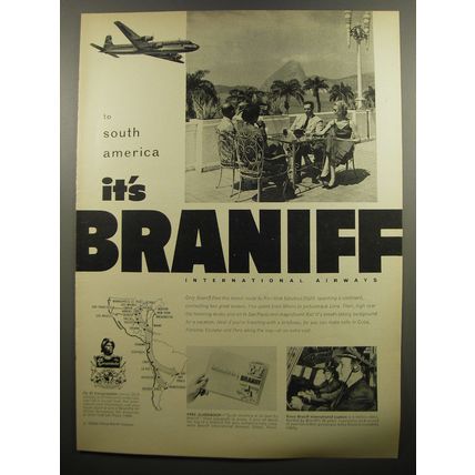 1952 Braniff International Airways Ad - To South America It's Braniff