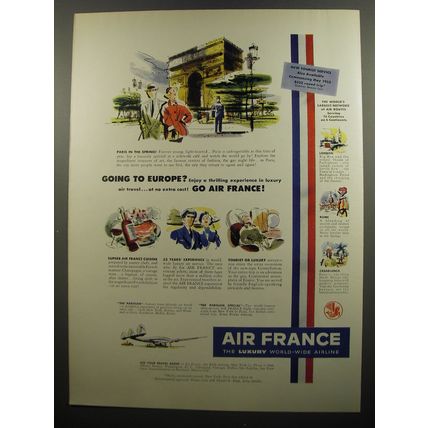 1952 Air France Airline Ad - Going to Europe? Enjoy a thrilling experience