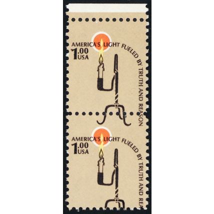 1610, MNH $1 Black Color Shift Freak Error Margin Pair - Stuart Katz
