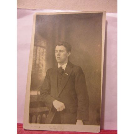 UNKNOWN YOUNG MAN antique photograph postcard by A? KING of BARNSLEY /