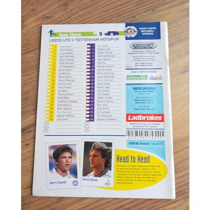 1999 FA Cup 5th Round Programme & Ticket – Leeds Utd vs Tottenham / Spurs