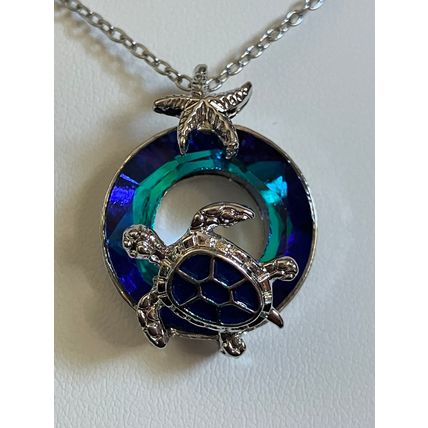 Necklace Elegant Pendant Creative Turtle Blue Crystal #548