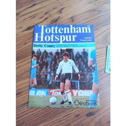 1978/79 Tottenham / Spurs vs Derby County - Division 1 Programme & Ticket
