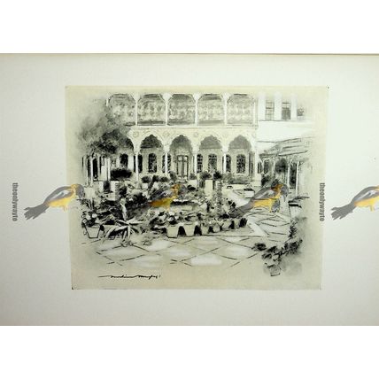 Courtyard, Damascus, Syria, Menpes, Book Illustration (Print), 1903