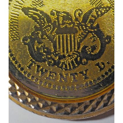 Vtg. Bicentennial 1776 Twenty Dollar Gold Tone Coin Replica Necklace Charm Only