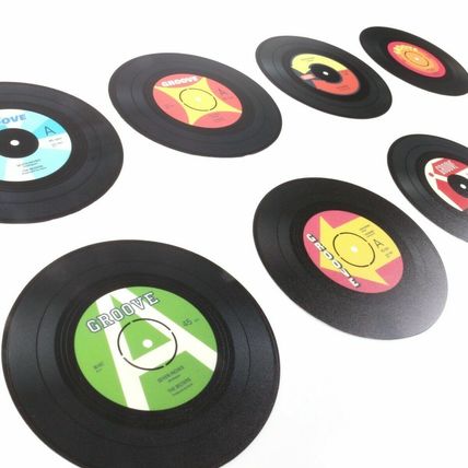 4x VINYL RECORD COASTERS Retro Cup Drink Place Mat Coffee Tea Table Protector