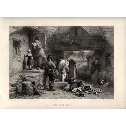 POST BOY 1866 Edward Goodall - Frederick Goodall VICTORIAN ENGRAVING
