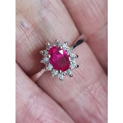 Vintage 1980-s 925 Sterling Silver Pink Zircon and CZ Ring Size US 6 1/2, UK N.