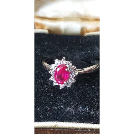 Vintage 1980-s 925 Sterling Silver Pink Zircon and CZ Ring Size US 6 1/2, UK N.