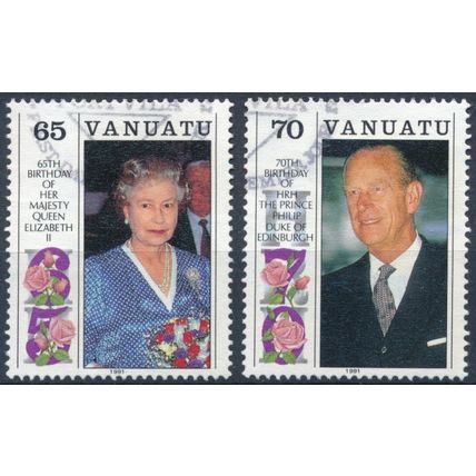 65th Birthday of QEII - Vanuatu 1992 - F H - SG 576/7
