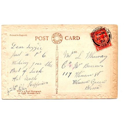 To Greet You On Your Wedding Day - Postally Used - Birmingham 30th July 1920