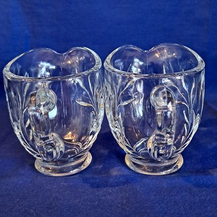 Vintage Lot 2 Indiana Glass WILLOW CLEAR 1008 CREAMERS 3 3/8" Leaf 6oz Milk
