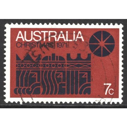 AUSTRALIA 1971: CHRISTMAS - 7c RED-BROWN STAR ON RED-BROWN USED (G3)