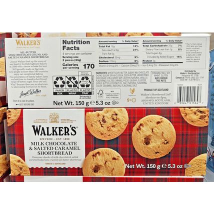 Walker’s Milk Chocolate & Salted Caramel Shortbread 5.3oz 150g (2 Boxes)