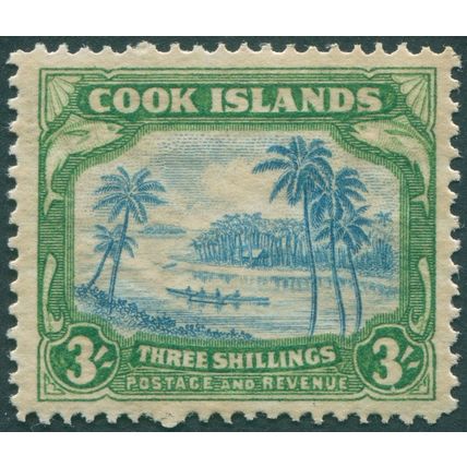 Cook Islands 1938 3s greenish blue & green SG129 unused