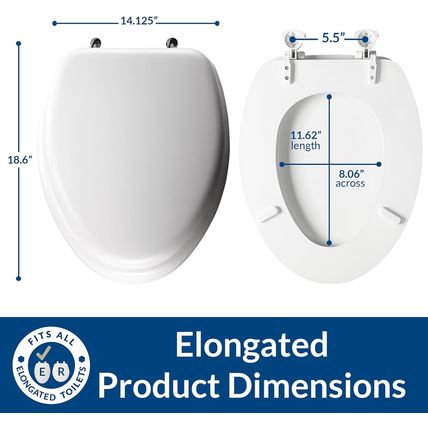 Mayfair Padded Toilet Seat with Chrome Hinges, Soft Vinyl over Wood Core Seat, M