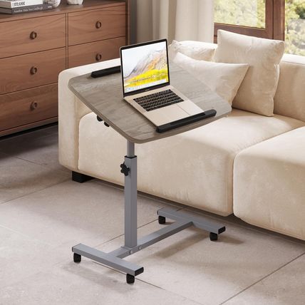 Adjustable Overbed Bedside Table with Wheels Hospital Bed Table Portable Compute