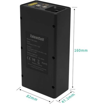 Talentcell 12V Lithium Ion Battery PB120B1, Rechargeable 38400Mah 142.08Wh Li-Io