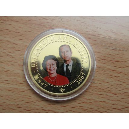 GB 2007 Cook Islands $1 Elizabeth II & Phillip 60th Anniversary Crown