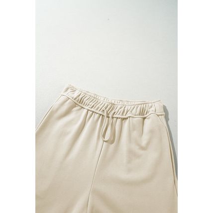 Apricot Loop Drawstring Casual Wide Leg Pants