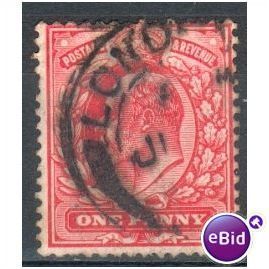 GB stamps 1902-10 KEV11 - 1d SG219 London 51