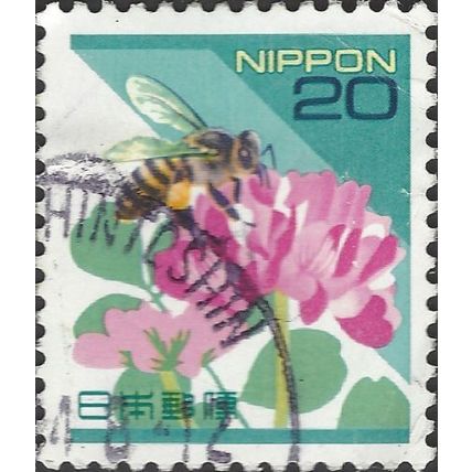 JAPAN, FLOWER, Astragallus and bee, blue & white 1997, 20¥