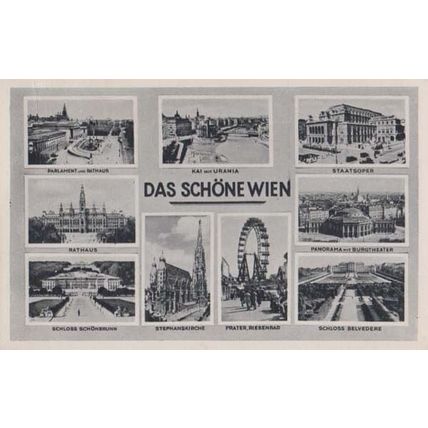 Das Schone Austrian Wien Big Wheel Vintage Multi View Postcard