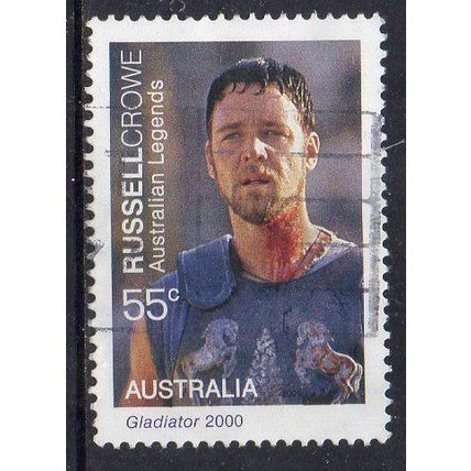 Australia 2009 Aust Legends of Film - Russell Crowe in Gladiator 55c Sheet Used