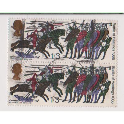 GB 1966 Battle of Hastings 1s3d vertical pair used SG 712