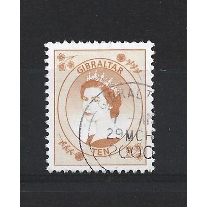 Gibraltar.SG861 10p Queen Elizabeth II (Orange).Fine Used.Nov23