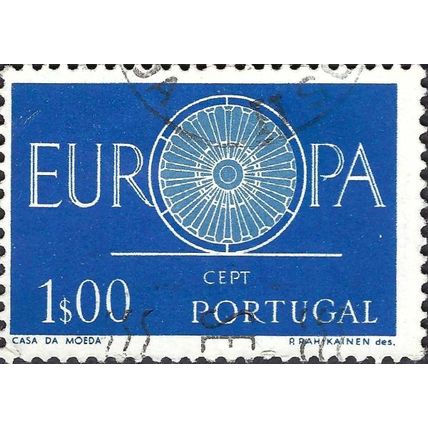 PORTUGAL, Europa Wheel, blue 1960, 1Esc