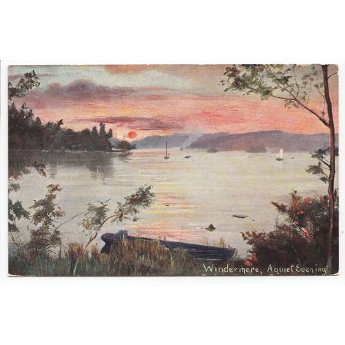 A Quiet Evening Windermere Cumbria S Hildesheimer Art Postcard 5409