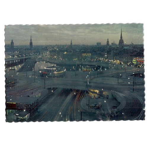 THE SLUICE BY NIGHT , STOCKHOLM, SWEDEN unused vintage postcard =