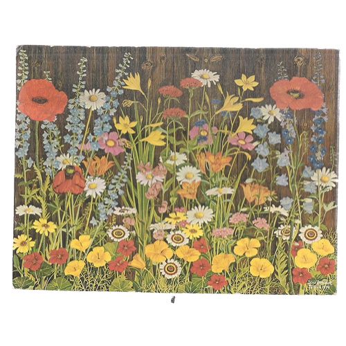 A BORDER OF FLOWERS, POPPIES ETC British used postcard 1981 postmark =