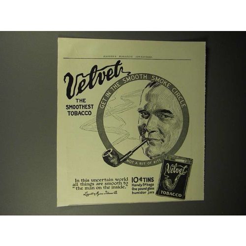 1913 Velvet Tobacco Ad - Get In Smooth Smoke Circle