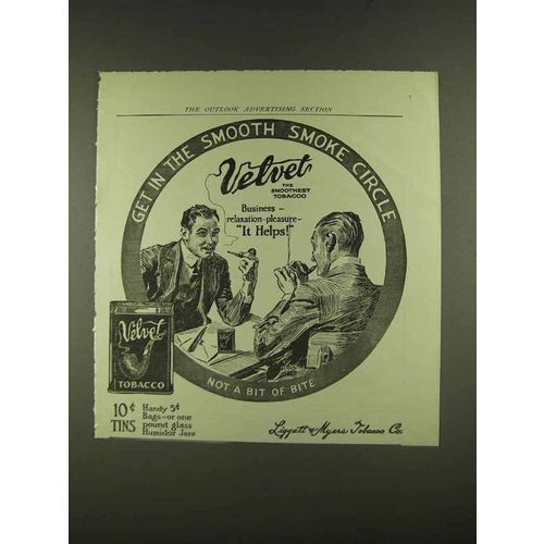 1913 Velvet Tobacco Ad - Get In the Smooth Smoke Circle