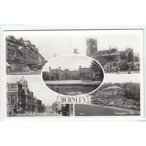Multiview of Burnley Postcard RP Lancashire BRY31
