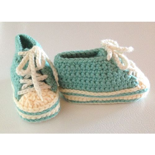 Baby booties #B002 unisex crochet converse trainers tennis shoes 0-12 months