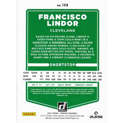 2021 Donruss Francisco Lindor # 139