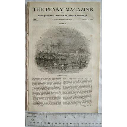 1839 The Penny Magazine No. 483 Archangel, Dorchester, rockets, Mogul Dynasty